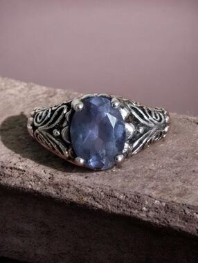 Sterling Silver Amethyst Ring Size 6 | 925 Thailand CNA Filigree Band